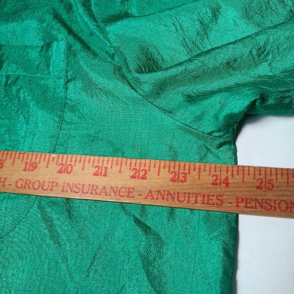 GJ Clar Blouse Size 18/20 Pullover Short Sleeve Green Crinkle Vintage Retro 80s - Picture 3 of 12
